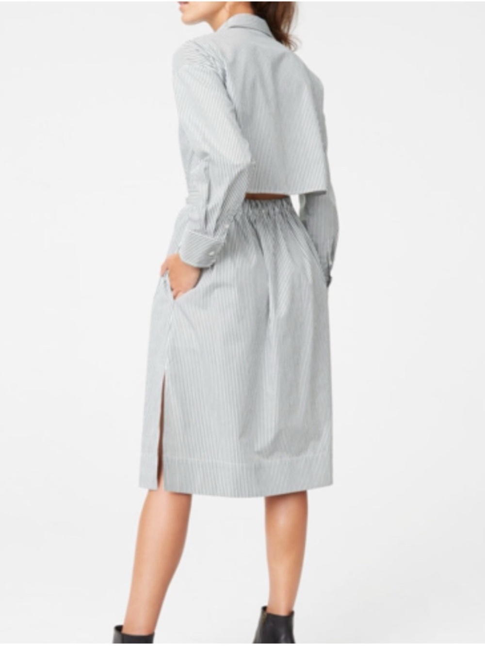Club Monaco Green/White Xabrina Pin Striped Button-Up Belted Shirt Dress Size 4